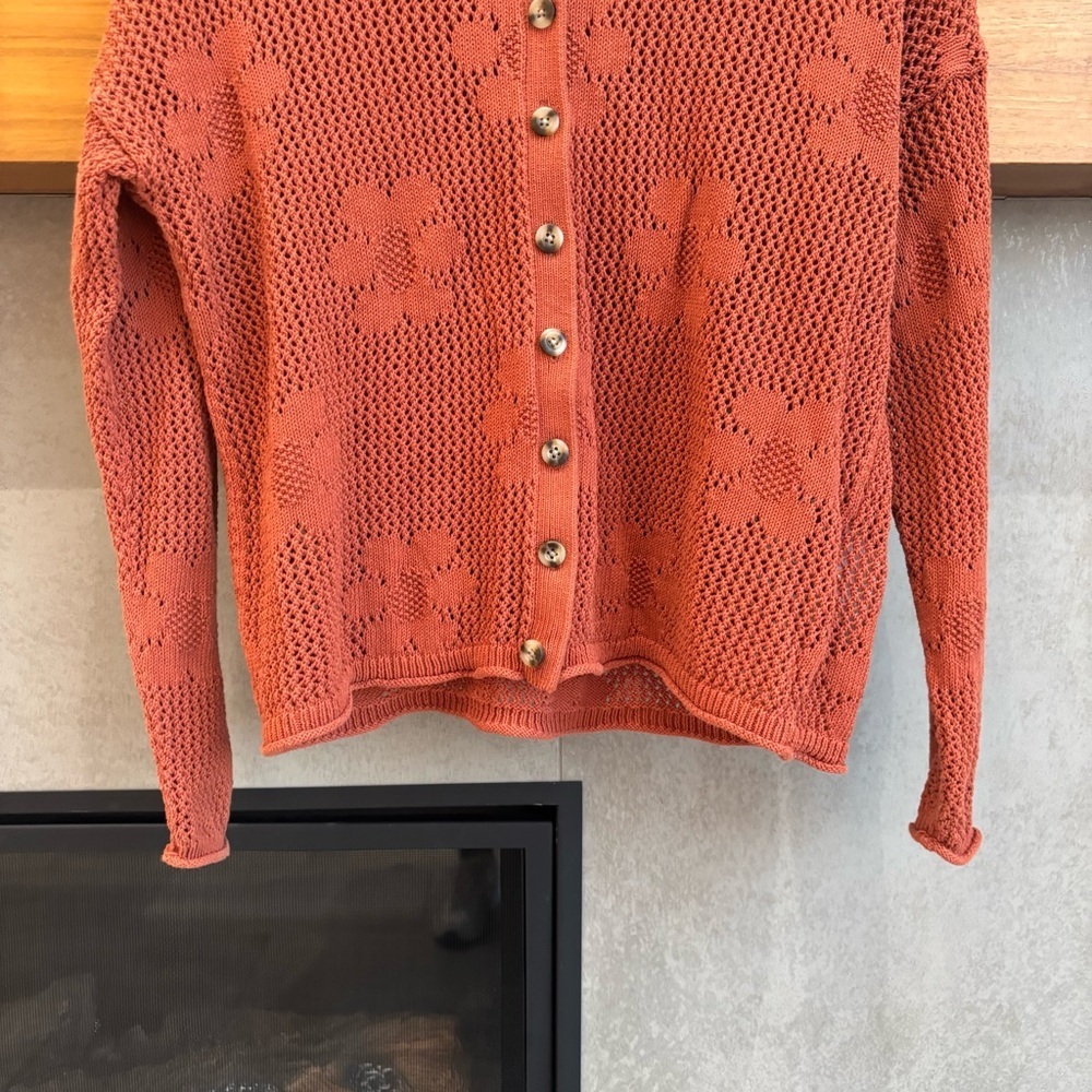 Madewell Floral Open-Stitch Cardigan, Size S - Picture 6 of 13